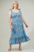Moxie Floral Baker Tie Strap Midi Dress Curve